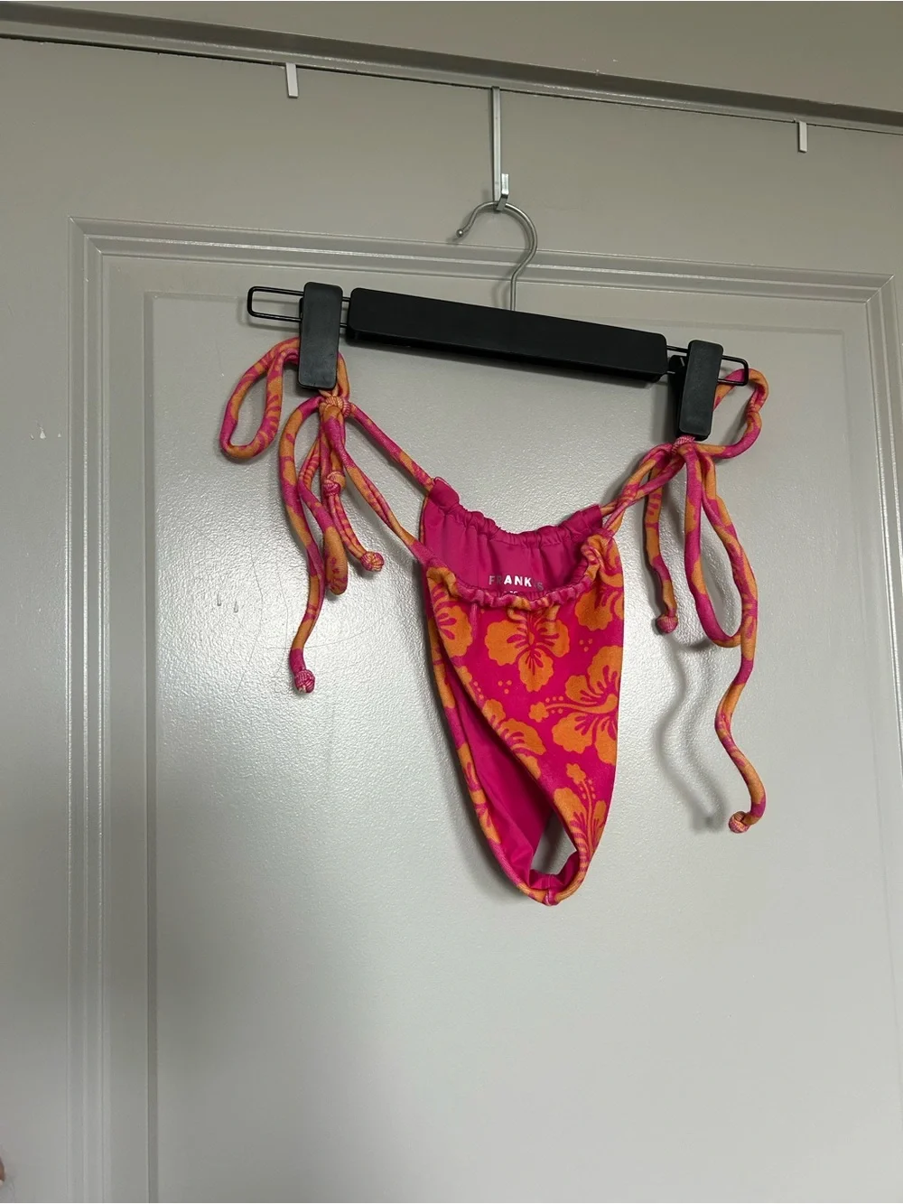 Frankie's Bikinis Tia Terry Pink & Orange Floral Wrap Bikini Bottoms